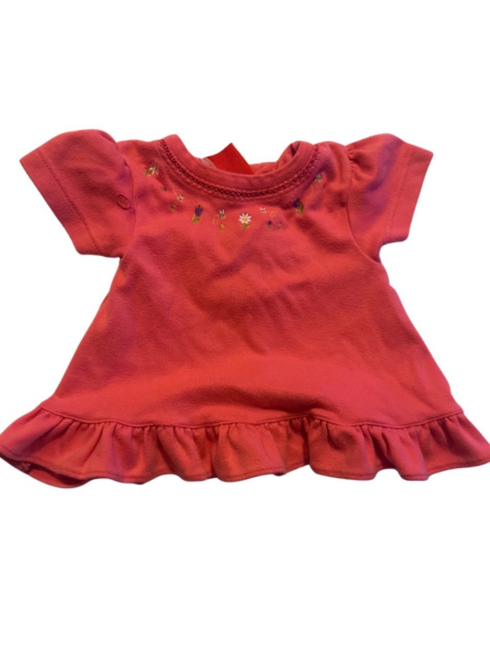 MyPal Girls Coral Pink Tee with Embroidered Detail